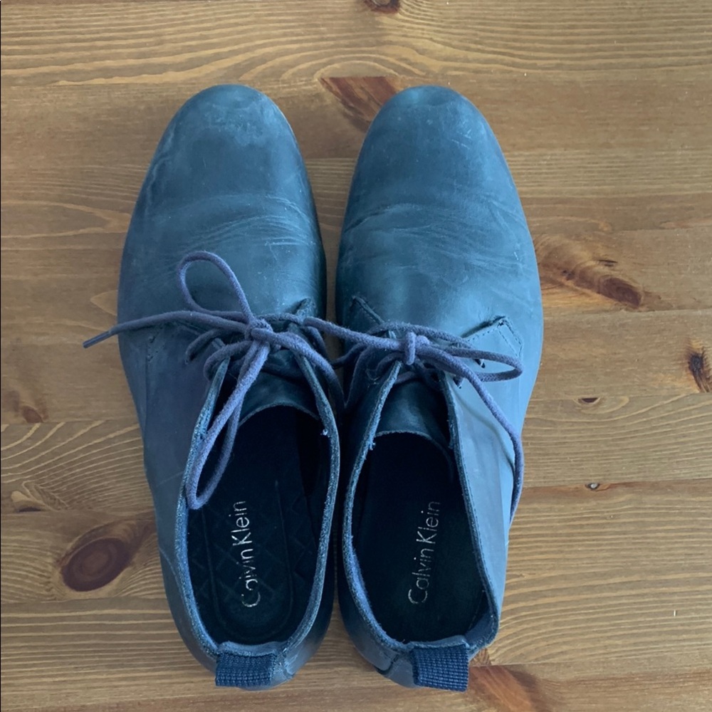 Calvin Klein Navy Leather Oxford Shoes